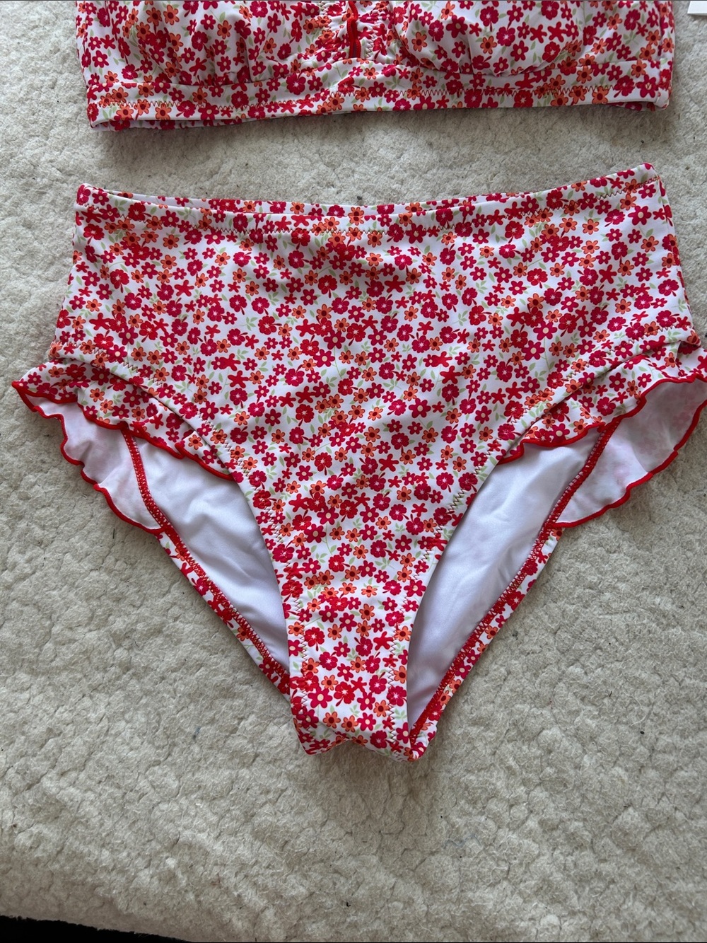 Hanna Nikole Floral Red High-Waist Bikini Set - Picture 2 of 10